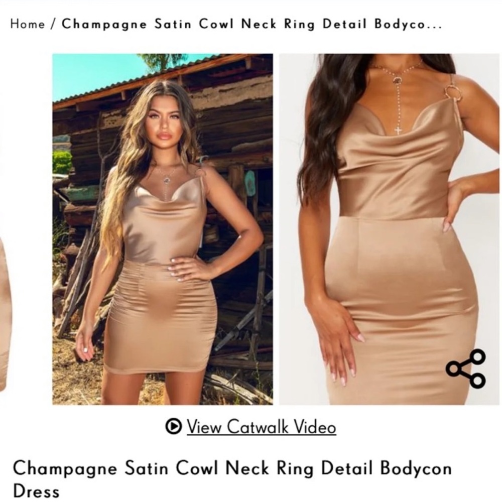 Pretty little thing cowl satin dress